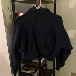 Aritzia TNA CozyAF Navy Cropped Hoodie